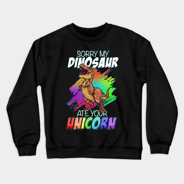 Funny T-Rex Unicorn Dinosaur Unicorn Crewneck Sweatshirt by GigibeanCreations